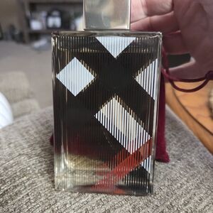 Burberry Glass Accent Bottle with Black, White & Red Check